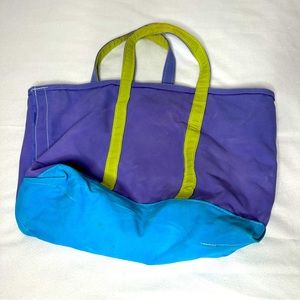 RARE Vintage USA Made LL BEAN Purple Green & Blue Canvas Boat Tote Bag